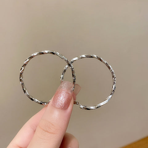 Geometric Irregular Metal Hoop Earrings in Gold and Silver