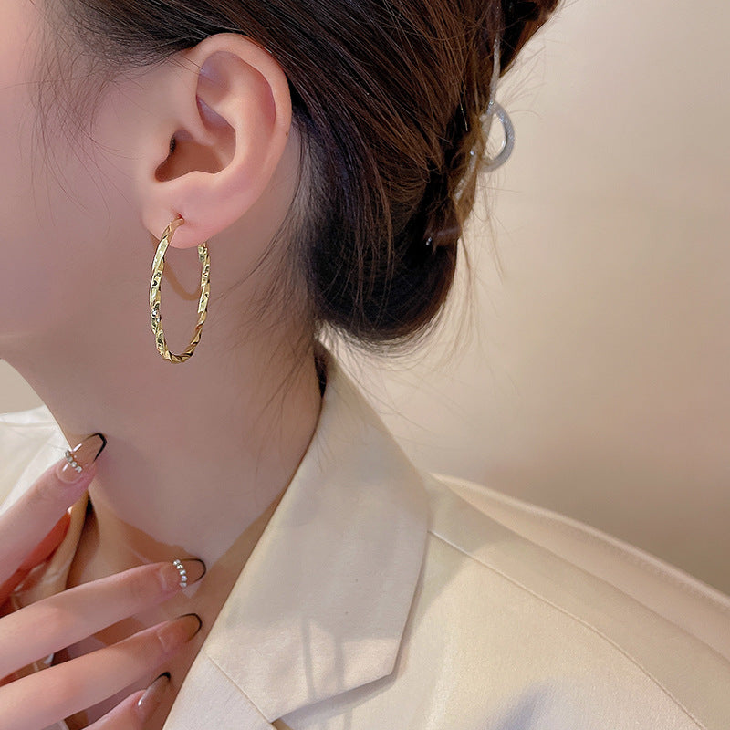 Geometric Irregular Metal Hoop Earrings in Gold and Silver