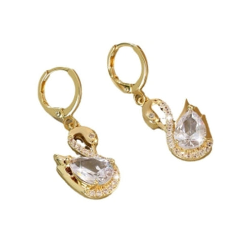 Rhinestone Swan Earrings for Women Elegant Fashion Jewelry