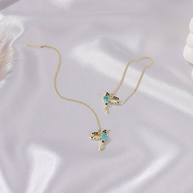 Unique Hummingbird Drop Earrings for Women in Copper - 2