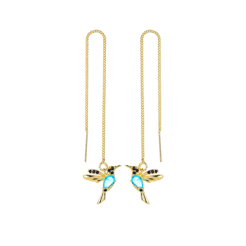 Unique Hummingbird Drop Earrings for Women in Copper - 5