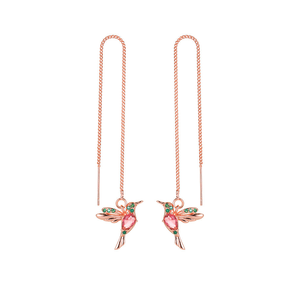 Unique Hummingbird Drop Earrings for Women in Copper