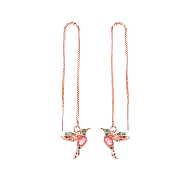 Unique Hummingbird Drop Earrings for Women in Copper - 6