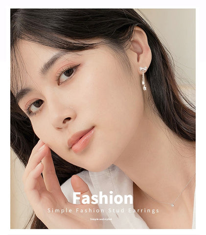Sterling Silver Bow Tassel Drop Earrings for Women