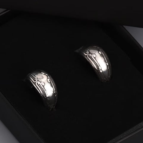 Bold Carved Pattern Hoop Earrings for Women