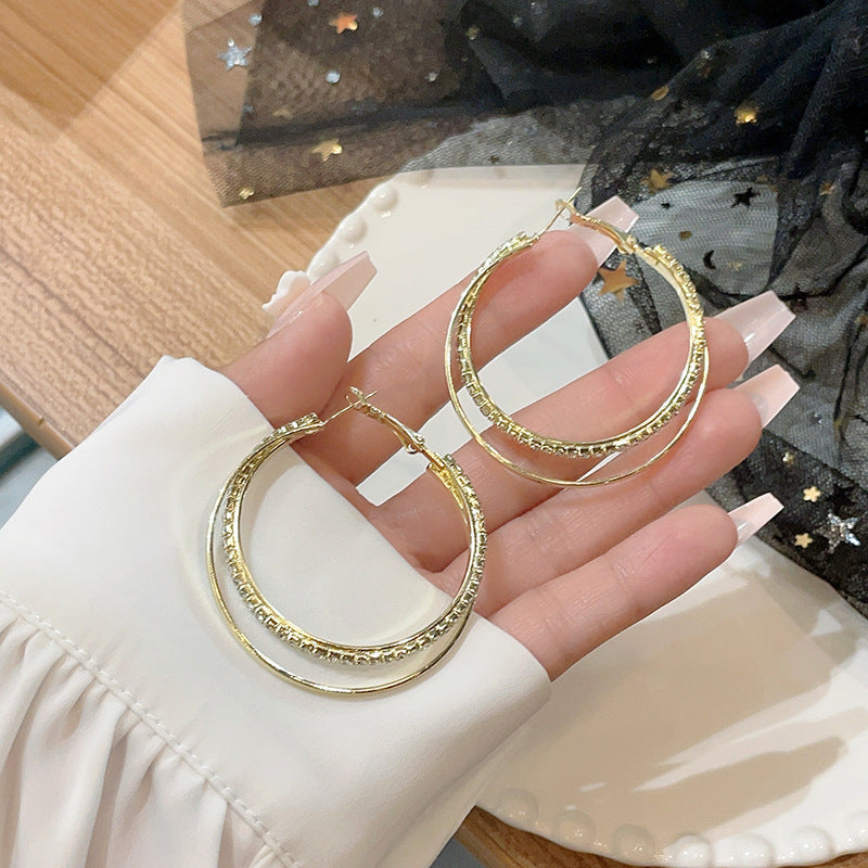 Minimalist Geometric Alloy Hoop Earrings for Women