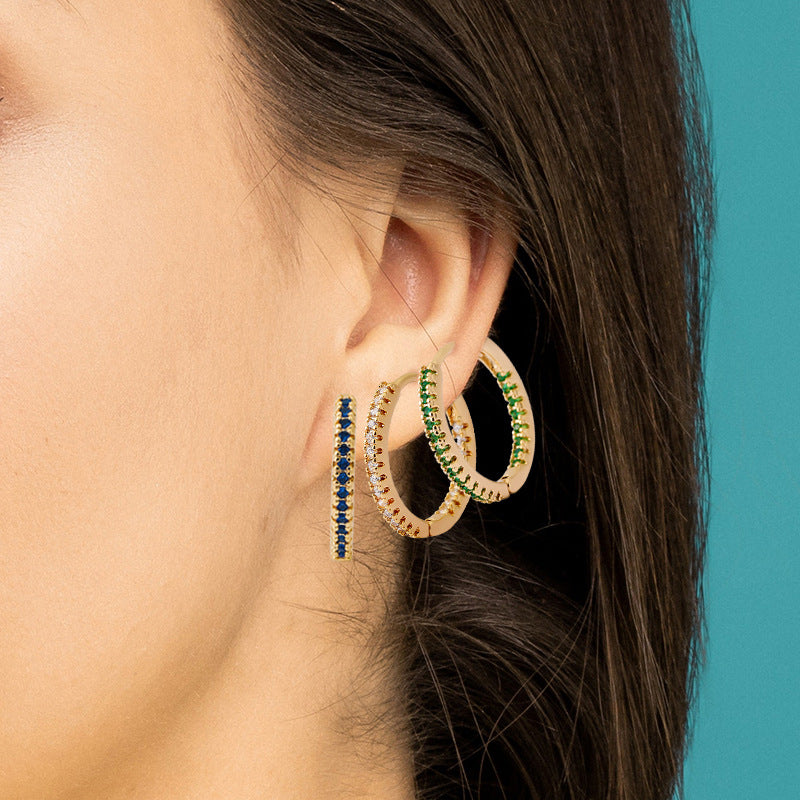 Multicolor Zircon Circle Ear Clip Earrings for Women - 1