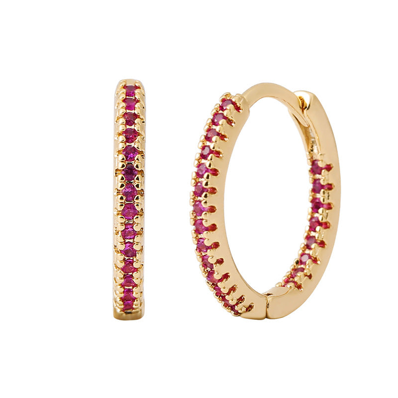 Multicolor Zircon Circle Ear Clip Earrings for Women - 3