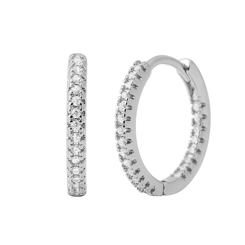 Multicolor Zircon Circle Ear Clip Earrings for Women - 4