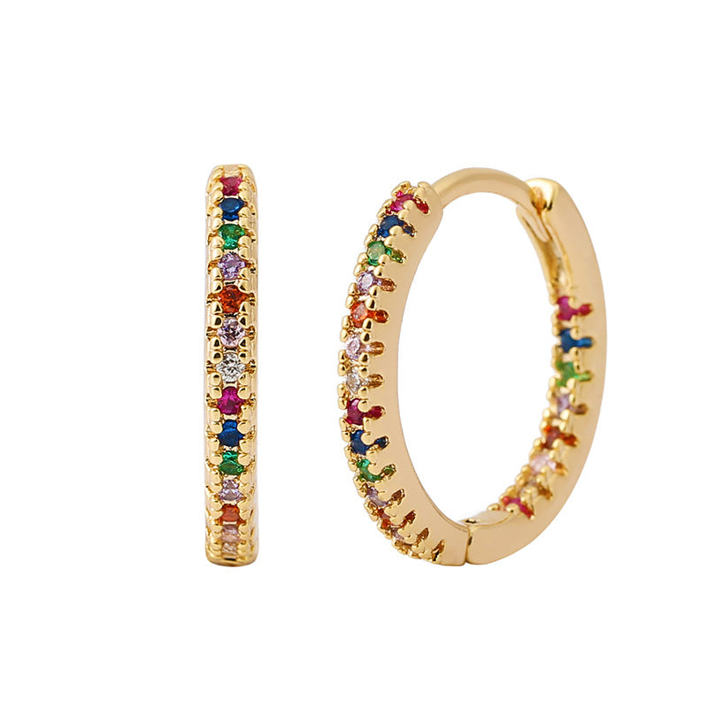 Multicolor Zircon Circle Ear Clip Earrings for Women