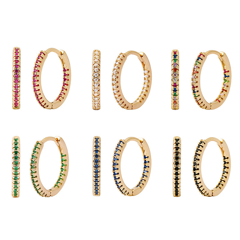 Multicolor Zircon Circle Ear Clip Earrings for Women