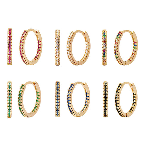 Multicolor Zircon Circle Ear Clip Earrings for Women