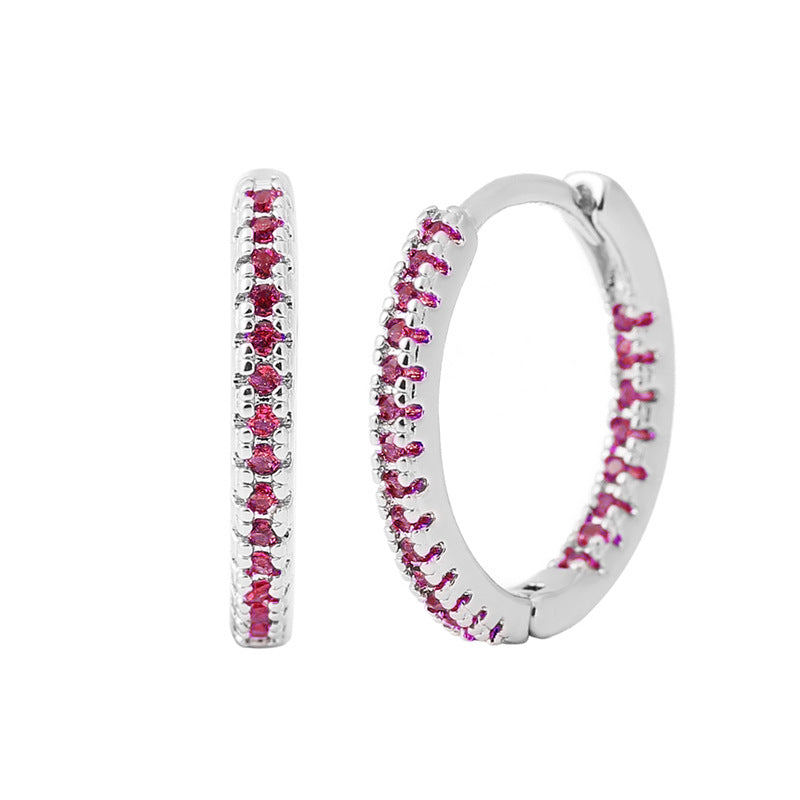 Multicolor Zircon Circle Ear Clip Earrings for Women