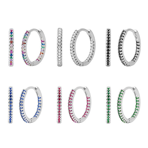 Multicolor Zircon Circle Ear Clip Earrings for Women