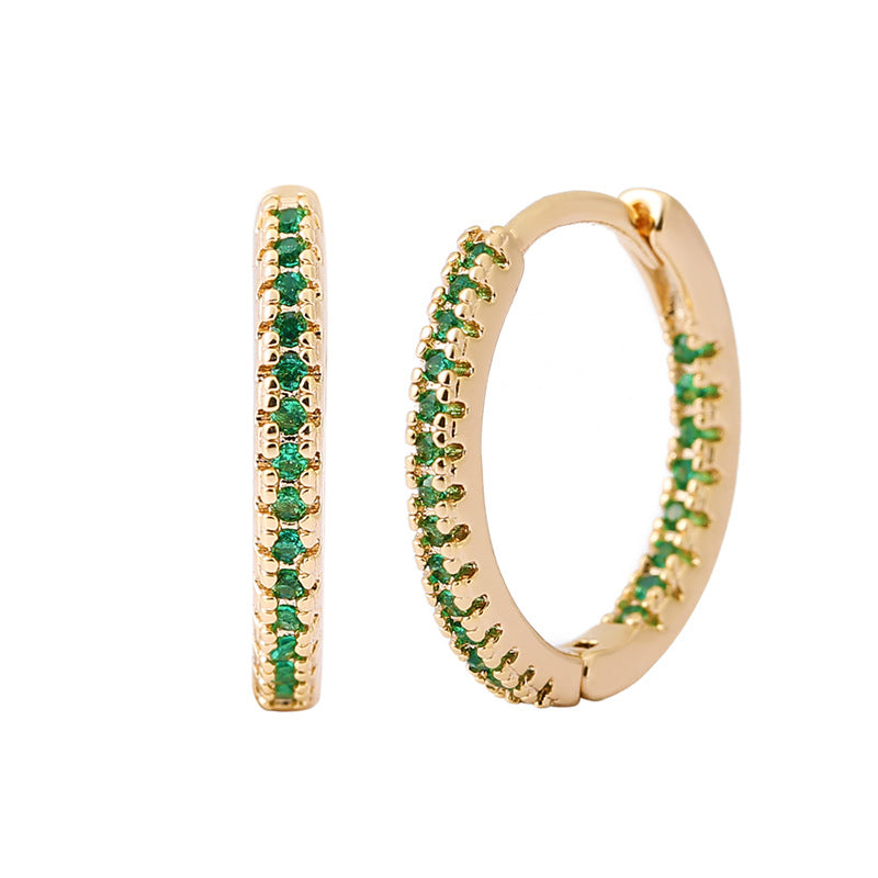 Multicolor Zircon Circle Ear Clip Earrings for Women