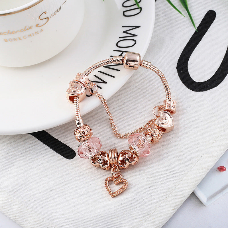 Rose Gold Geometric Charm Bracelet for Women