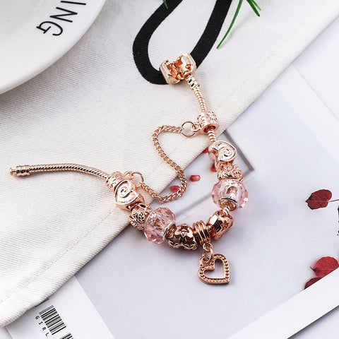 Rose Gold Geometric Charm Bracelet for Women