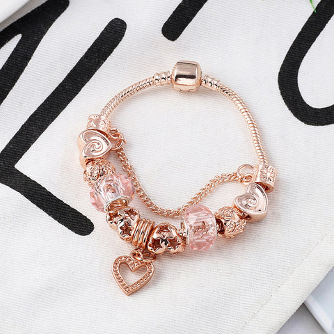 Rose Gold Geometric Charm Bracelet for Women