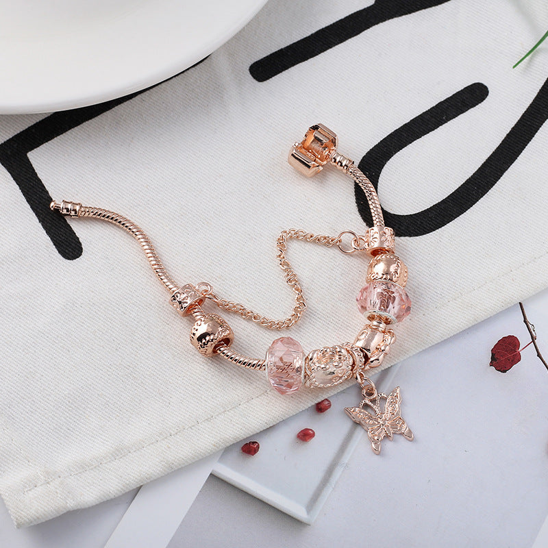 Rose Gold Geometric Charm Bracelet for Women