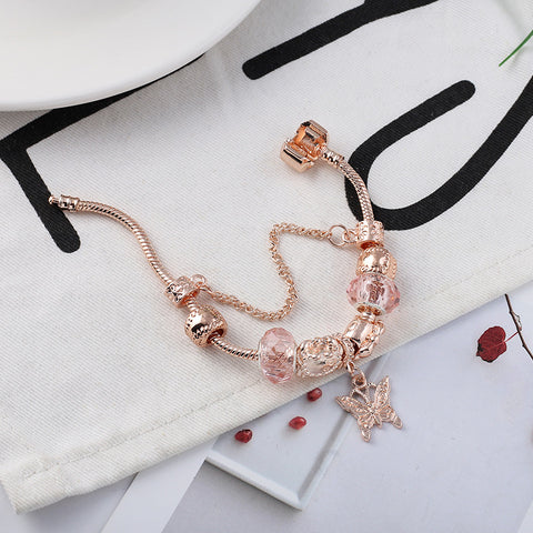 Rose Gold Geometric Charm Bracelet for Women