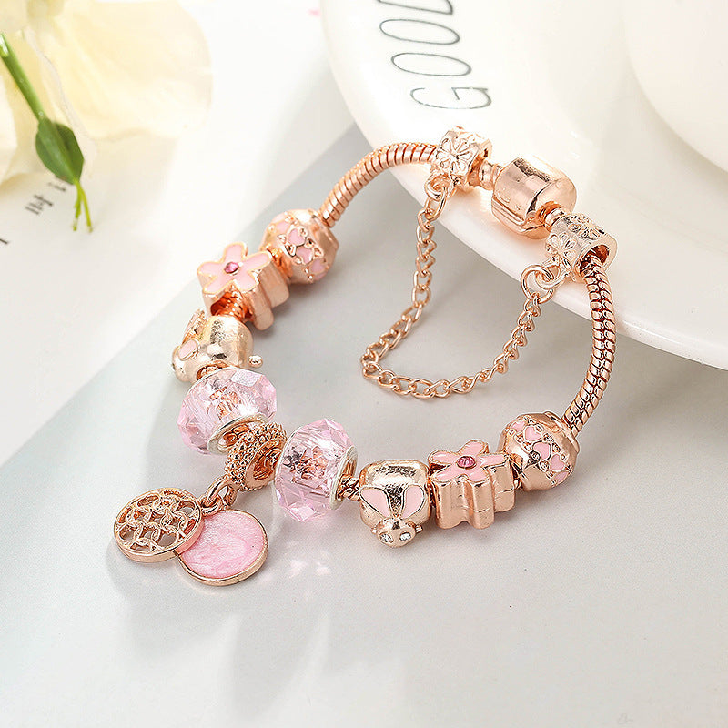 Rose Gold Geometric Charm Bracelet for Women