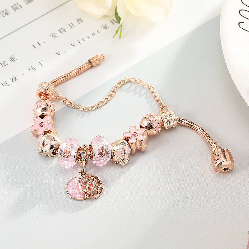 Rose Gold Geometric Charm Bracelet for Women