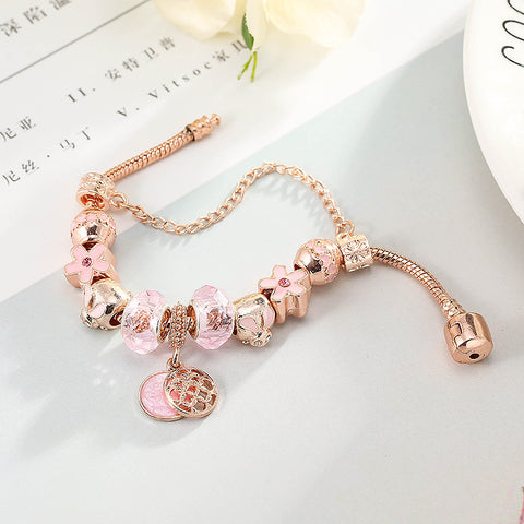 Rose Gold Geometric Charm Bracelet for Women