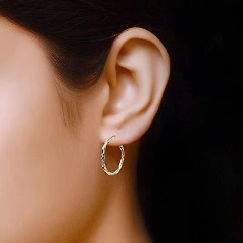 Gold Tone Geometric Hoop Earrings for Women
