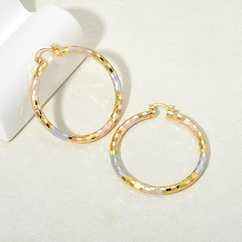 Gold Tone Geometric Hoop Earrings for Women - 6
