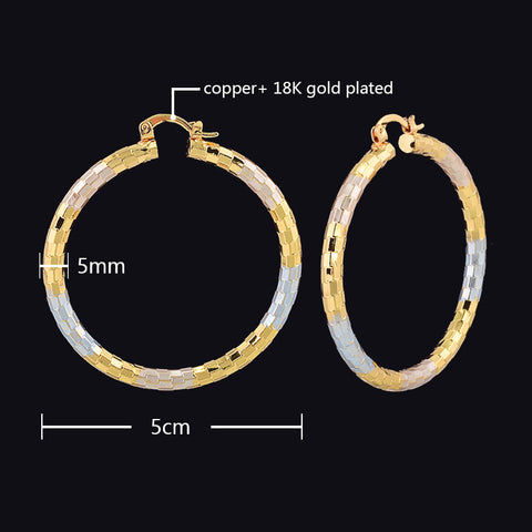 Gold Tone Geometric Hoop Earrings for Women