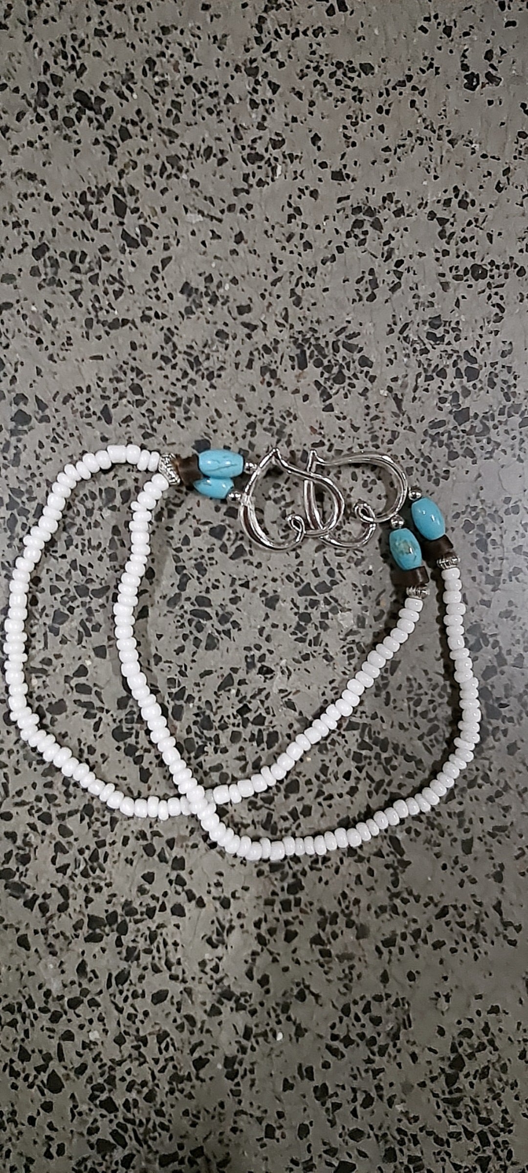 Double Heart Turquoise Bead Elastic Anklet for Summer Beach Style