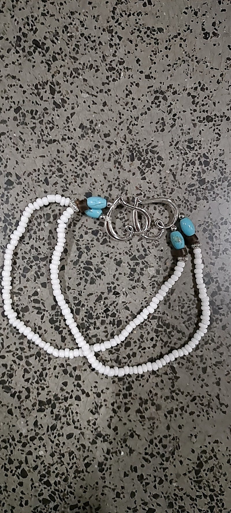 Double Heart Turquoise Bead Elastic Anklet for Summer Beach Style - 2