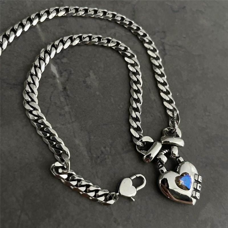 Heart Sweater Necklace with Bold Geometric Design - 5