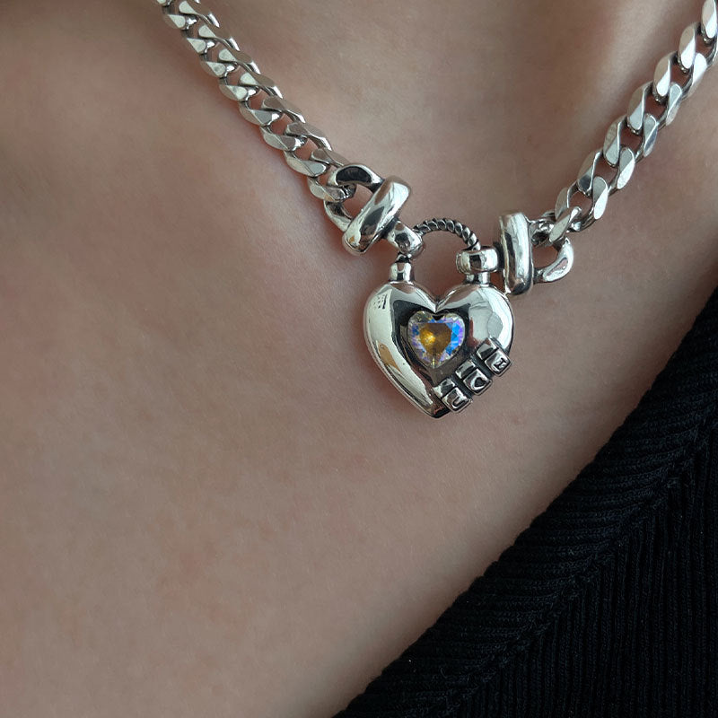 Heart Sweater Necklace with Bold Geometric Design - 6