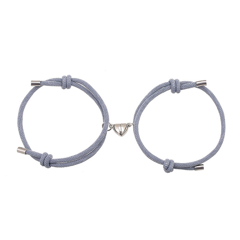 Simple Nylon Love Magnetic Bracelet Set