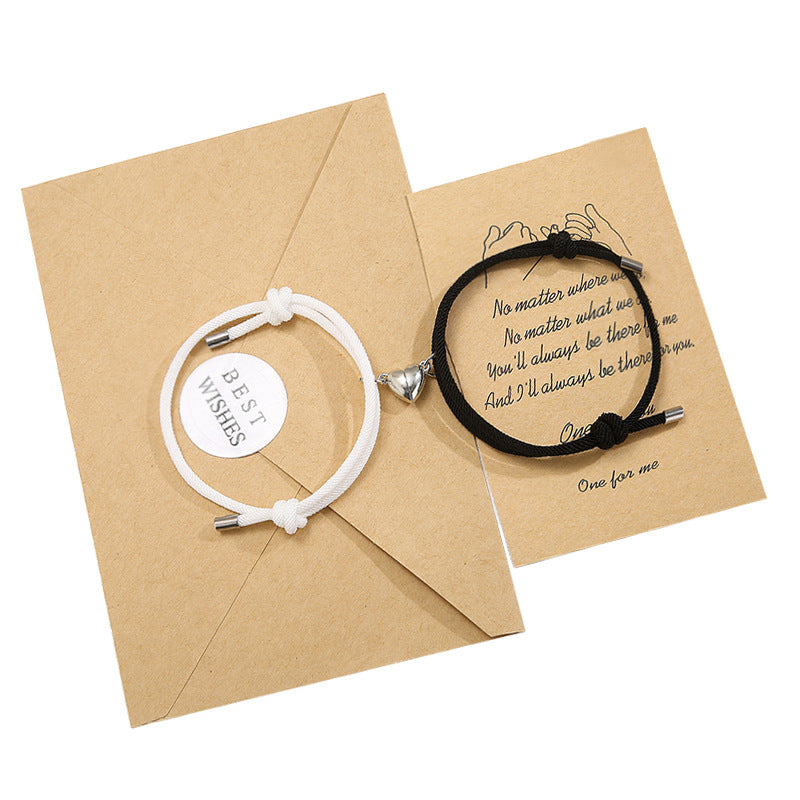 Simple Nylon Love Magnetic Bracelet Set