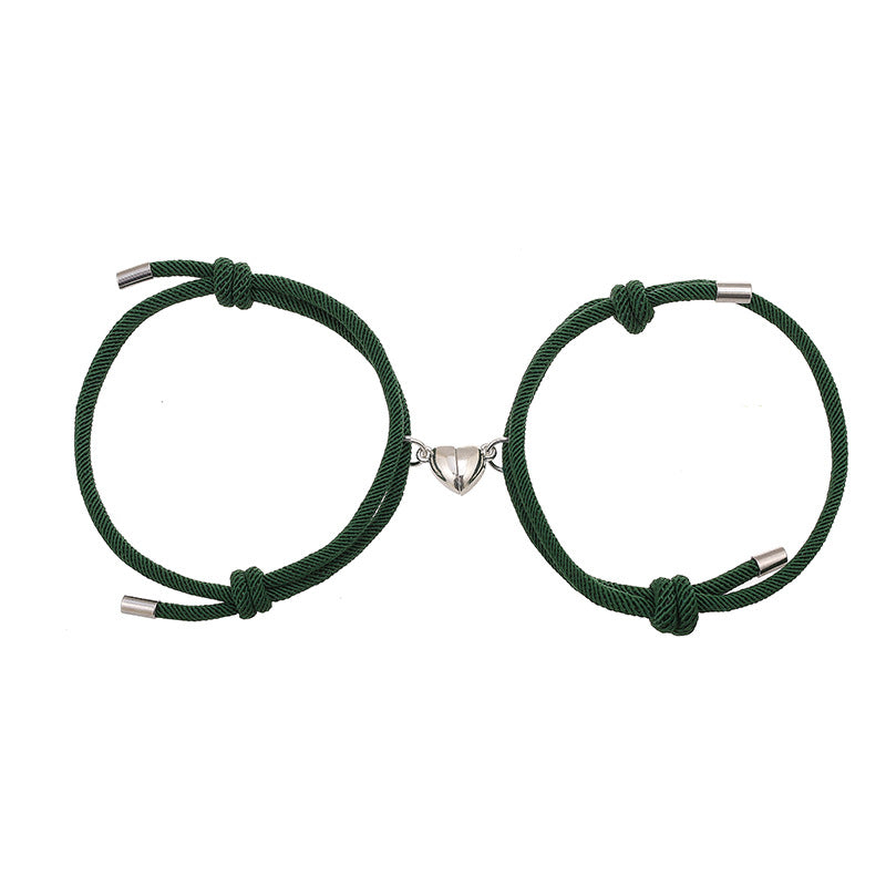 Simple Nylon Love Magnetic Bracelet Set