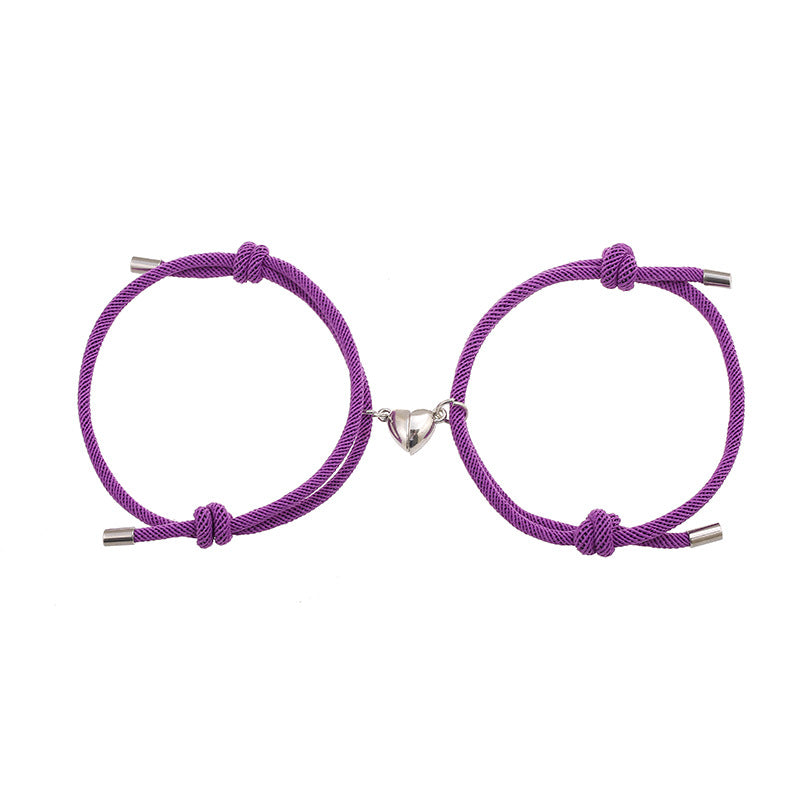 Simple Nylon Love Magnetic Bracelet Set