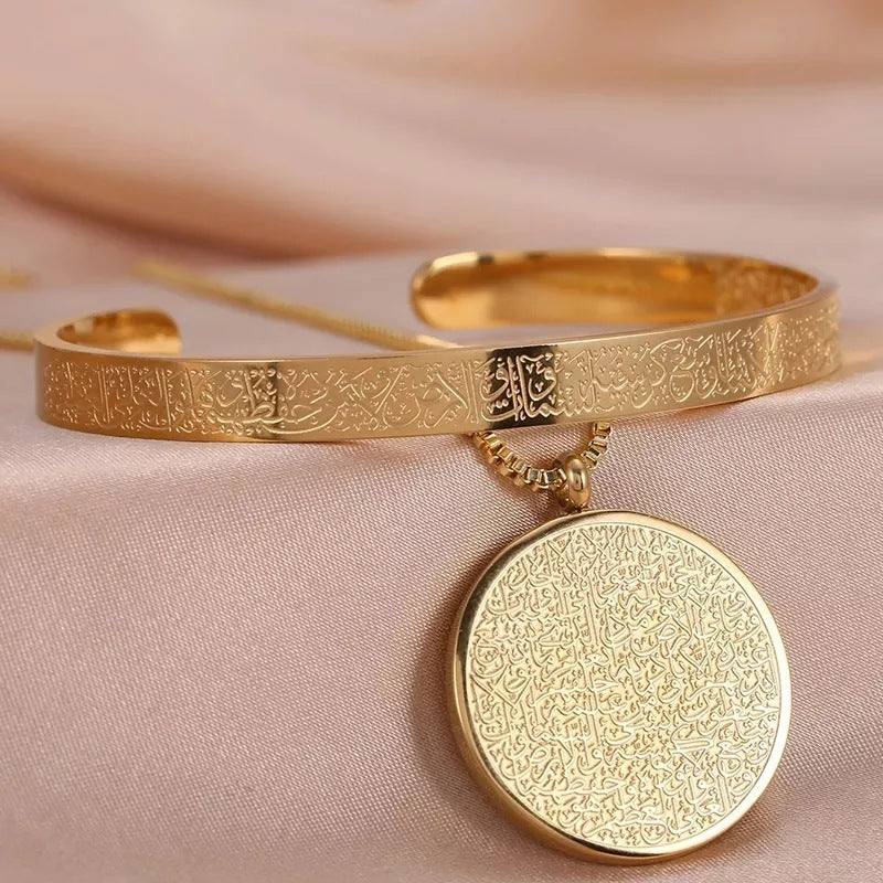 Arabic Script Stainless Steel Necklace and Bracelet Set