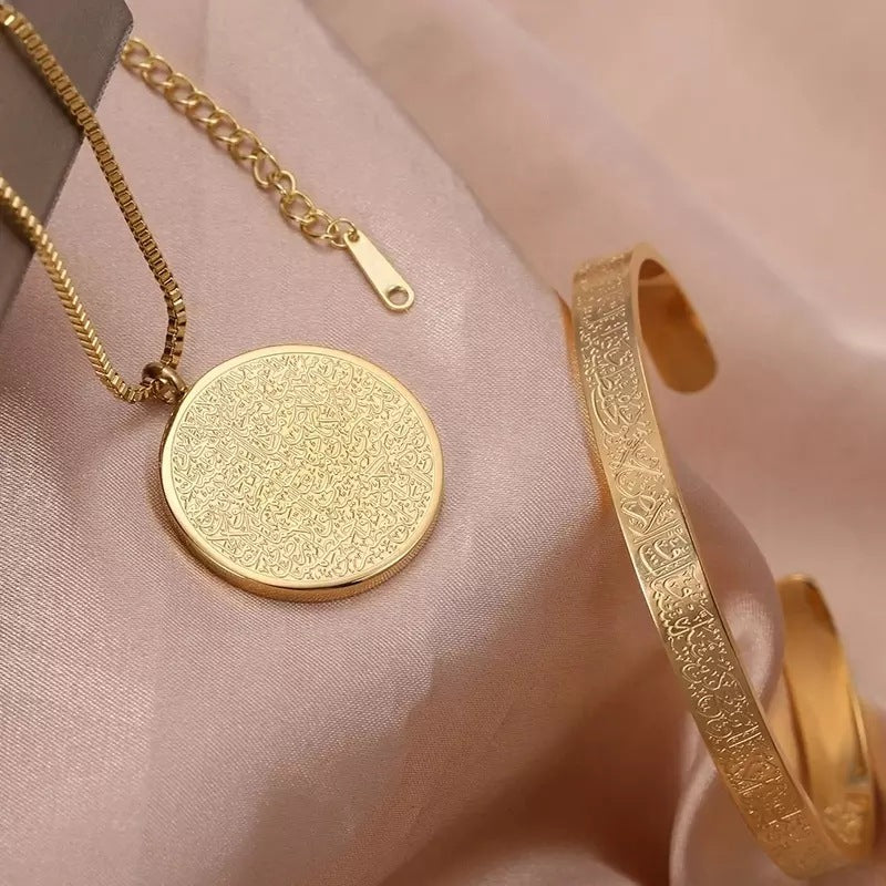 Arabic Script Stainless Steel Necklace and Bracelet Set - 5