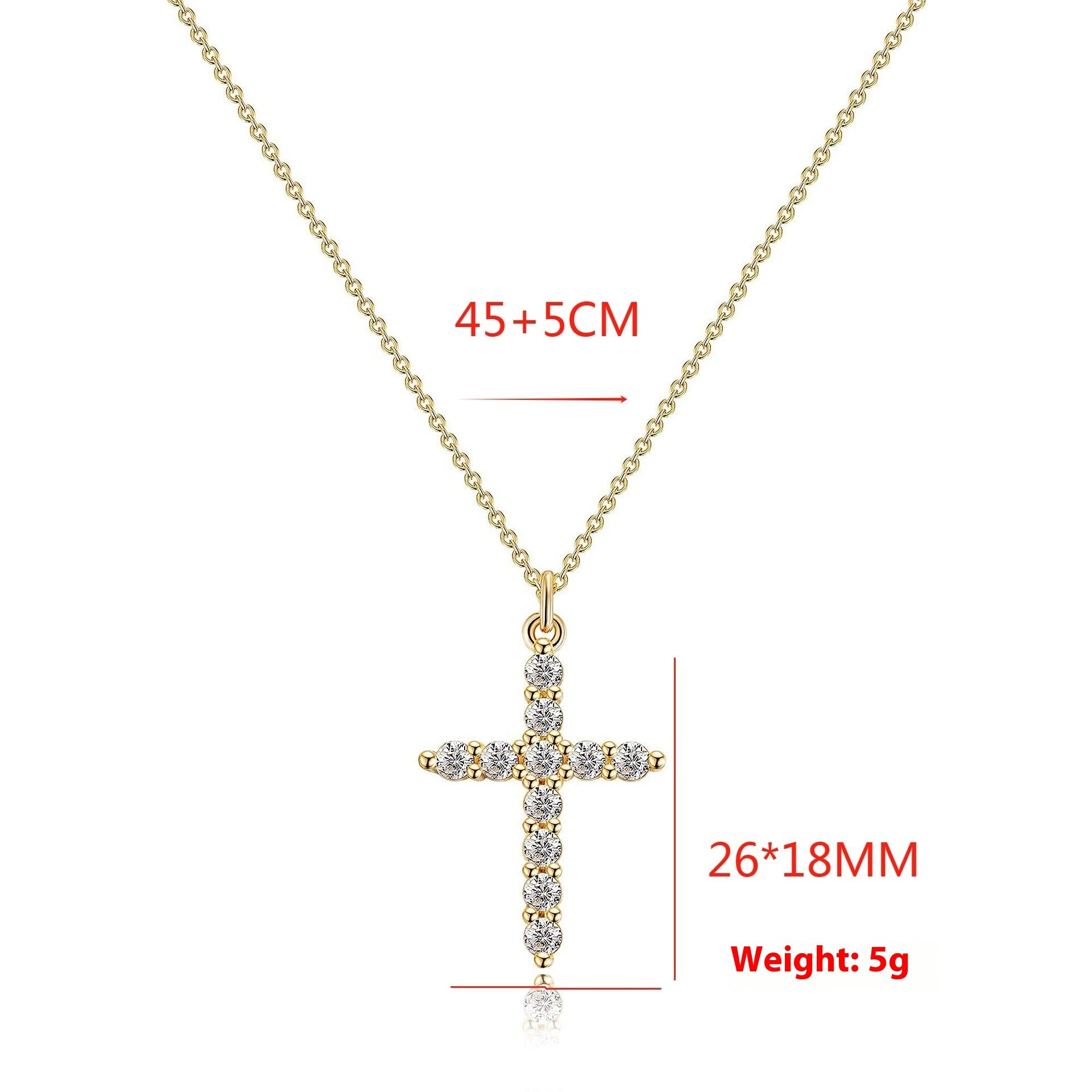 Rotatable Cross and Crown Copper Necklace with Full Diamond Detail