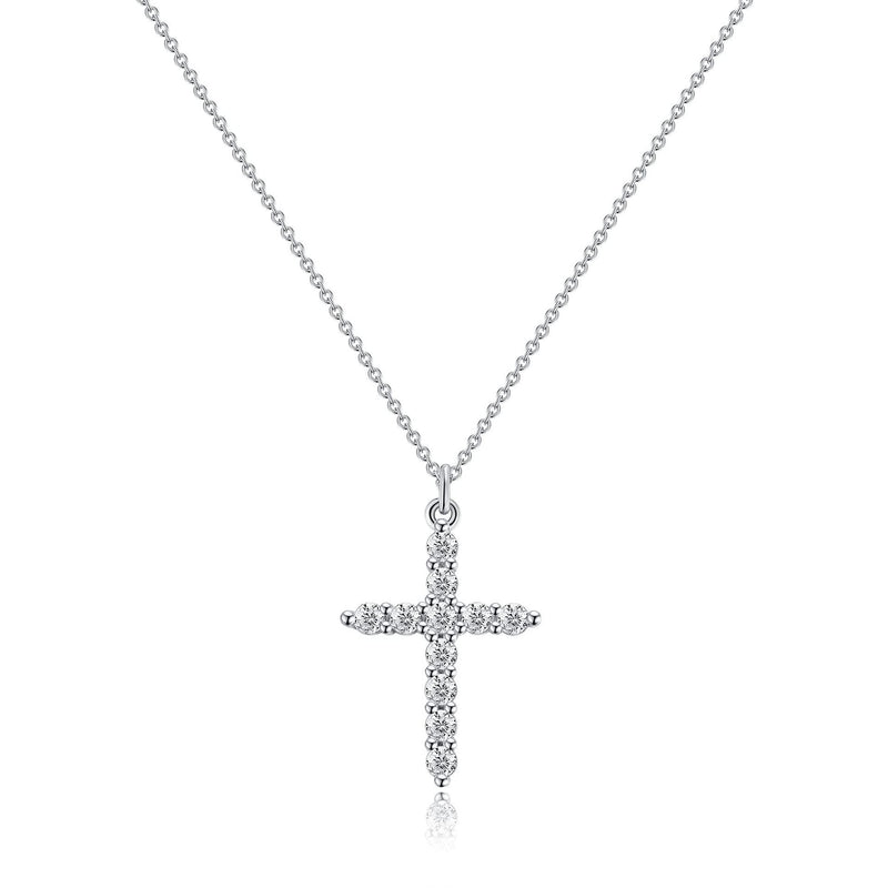 Rotatable Cross and Crown Copper Necklace with Full Diamond Detail - 7