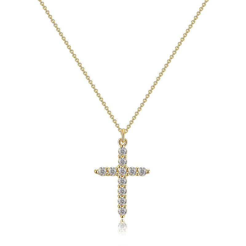 Rotatable Cross and Crown Copper Necklace with Full Diamond Detail - 9