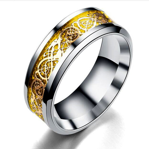 Stainless Steel Dragon Pattern Ring Bold Edgy Style