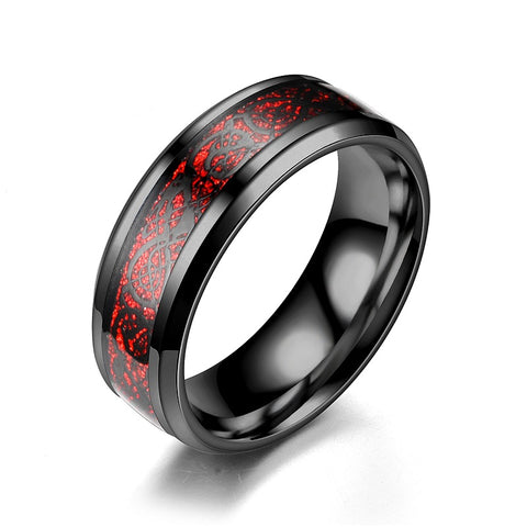 Stainless Steel Dragon Pattern Ring Bold Edgy Style