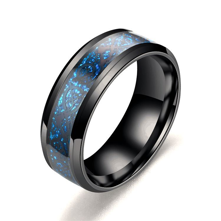 Stainless Steel Dragon Pattern Ring Bold Edgy Style