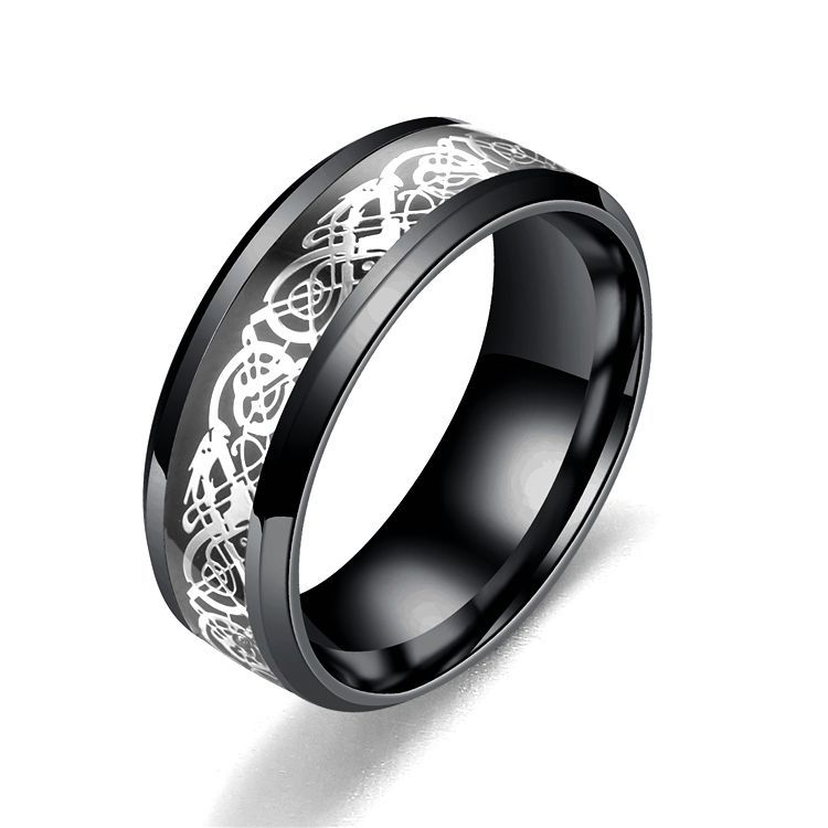 Stainless Steel Dragon Pattern Ring Bold Edgy Style