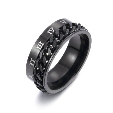 Men's Rotatable Roman Numeral Titanium Steel Ring with Bottle Opener