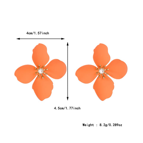 Colorful Flower Alloy Stud Earrings for Women Summer Fashion