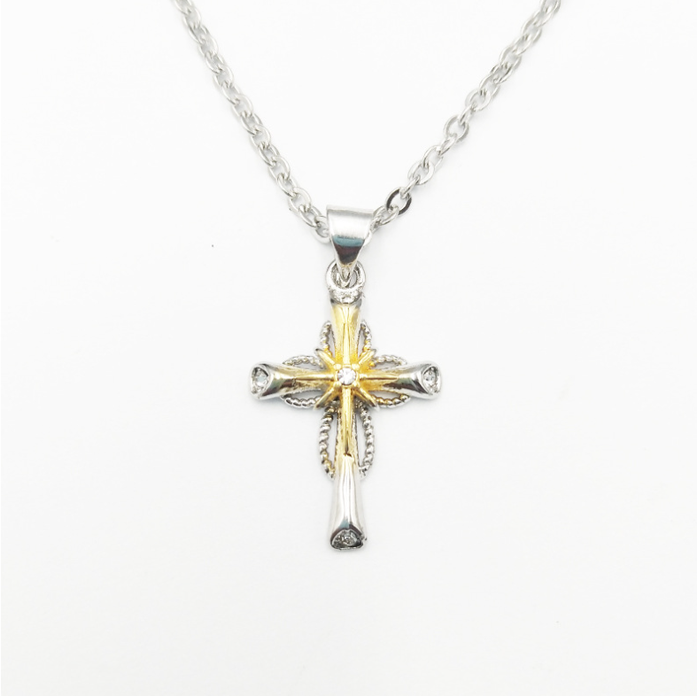 Octagonal Star Cross Pendant in Silver Alloy